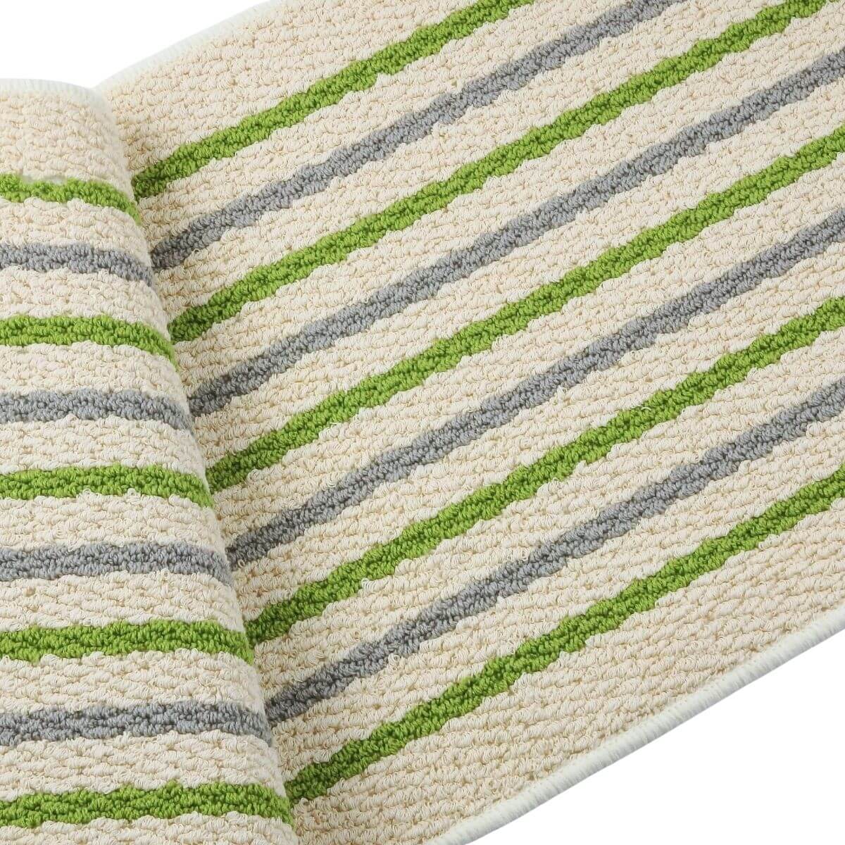 キッチンマット、ボーダーストライプ・グリーン