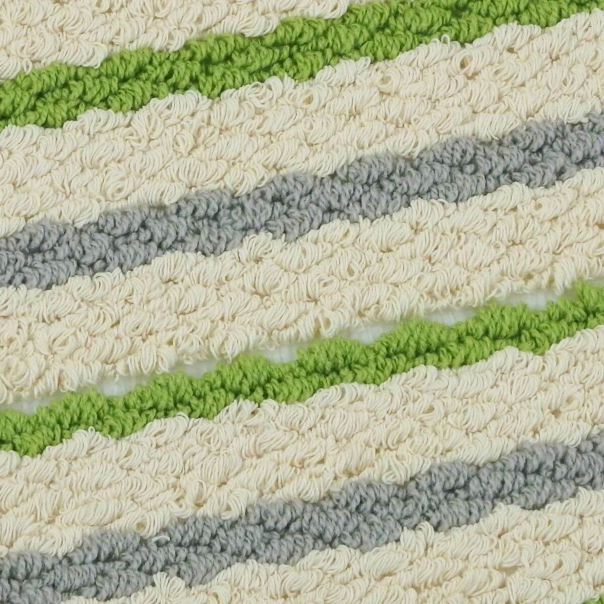 天然素材系リサイクル糸使用・ボーダーストライプ・グリーンキッチンマット