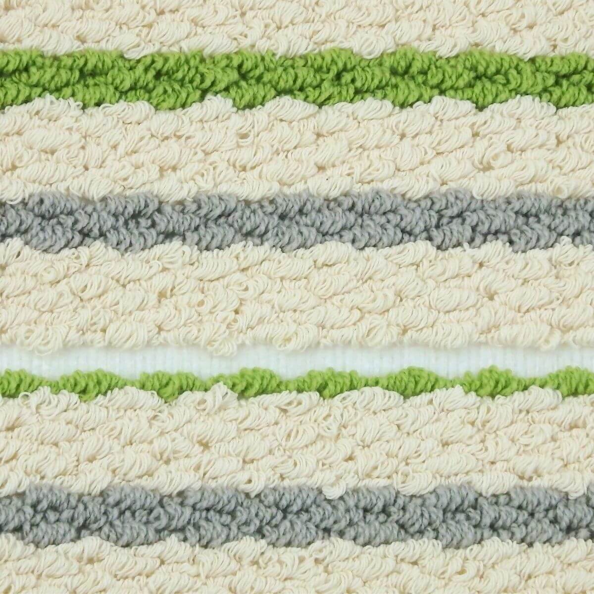 天然素材系リサイクル糸使用・ボーダーストライプ・グリーンキッチンマット