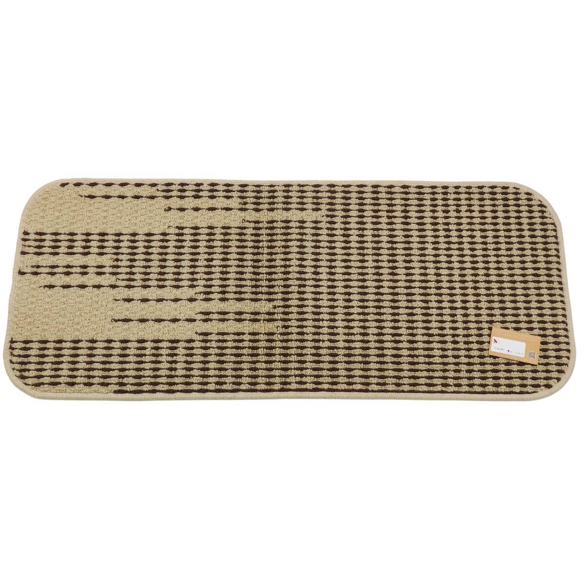 長方形、英国調チェスターベージュ配色日本製キッチンマット