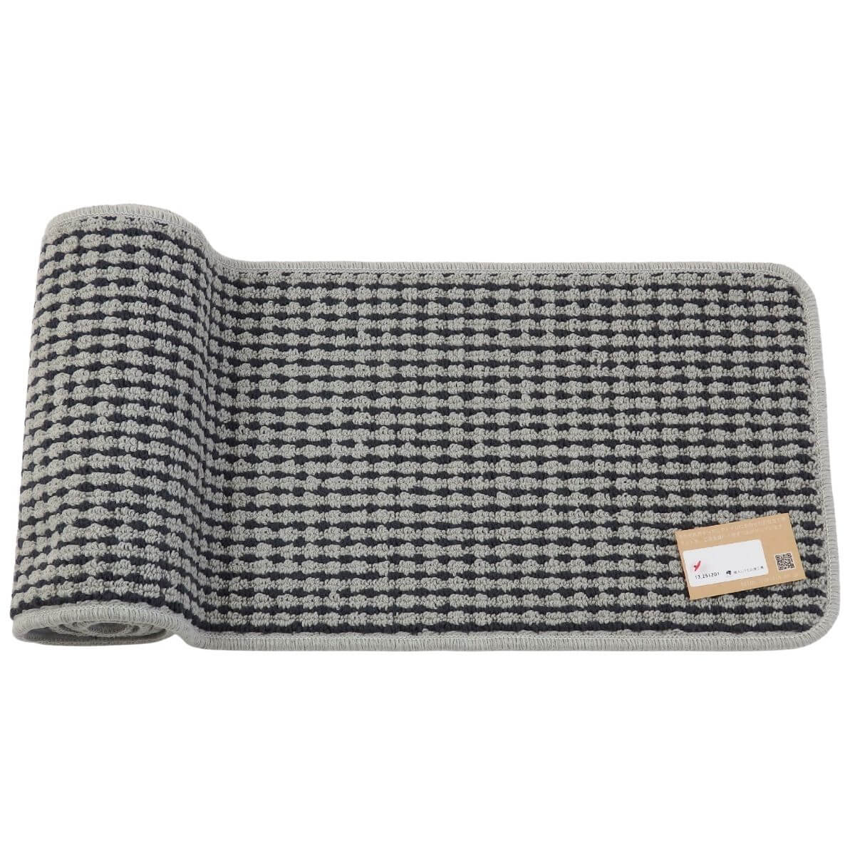 長方形、英国調チェスターグレー配色日本製キッチンマット