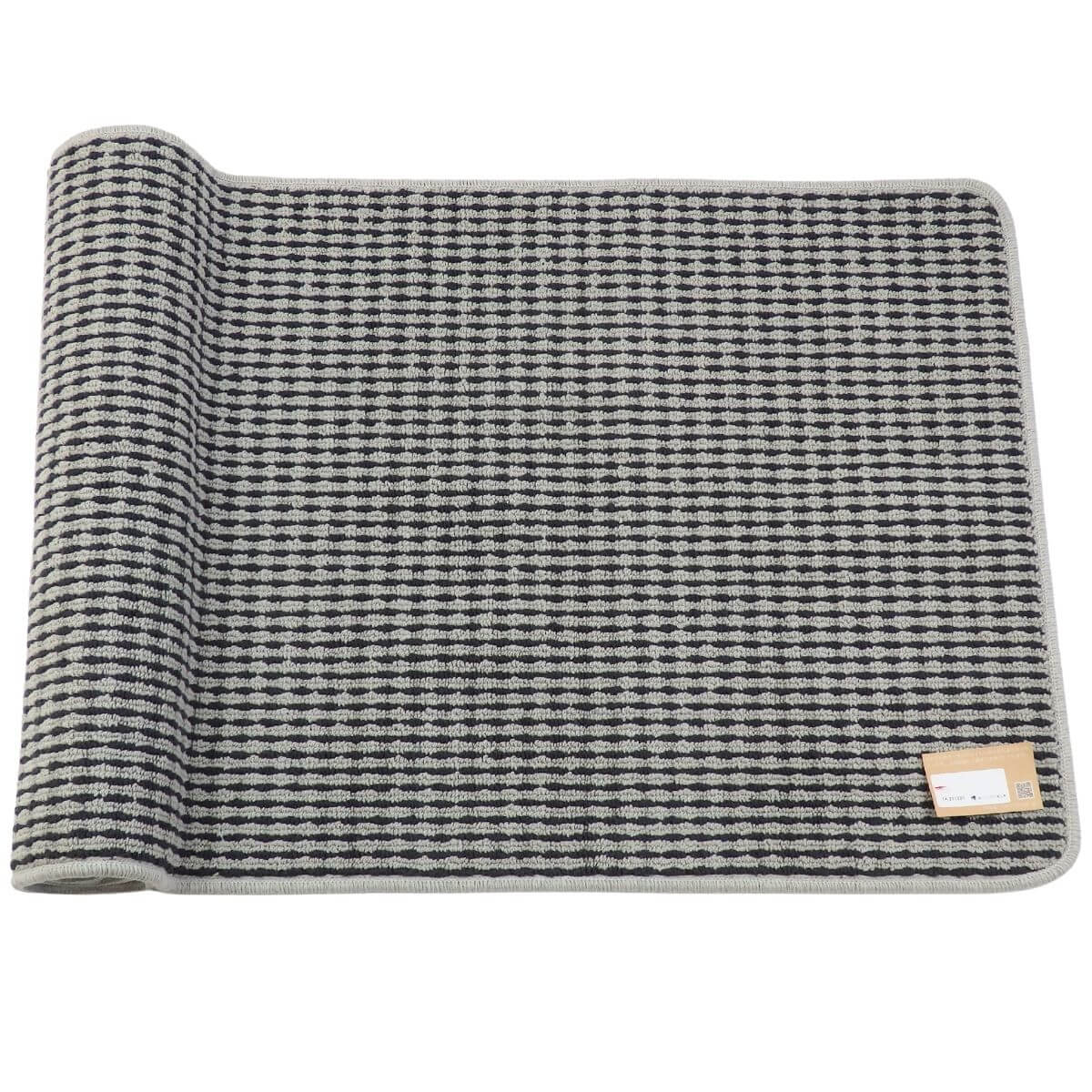 長方形、英国調チェスターグレー配色日本製キッチンマット